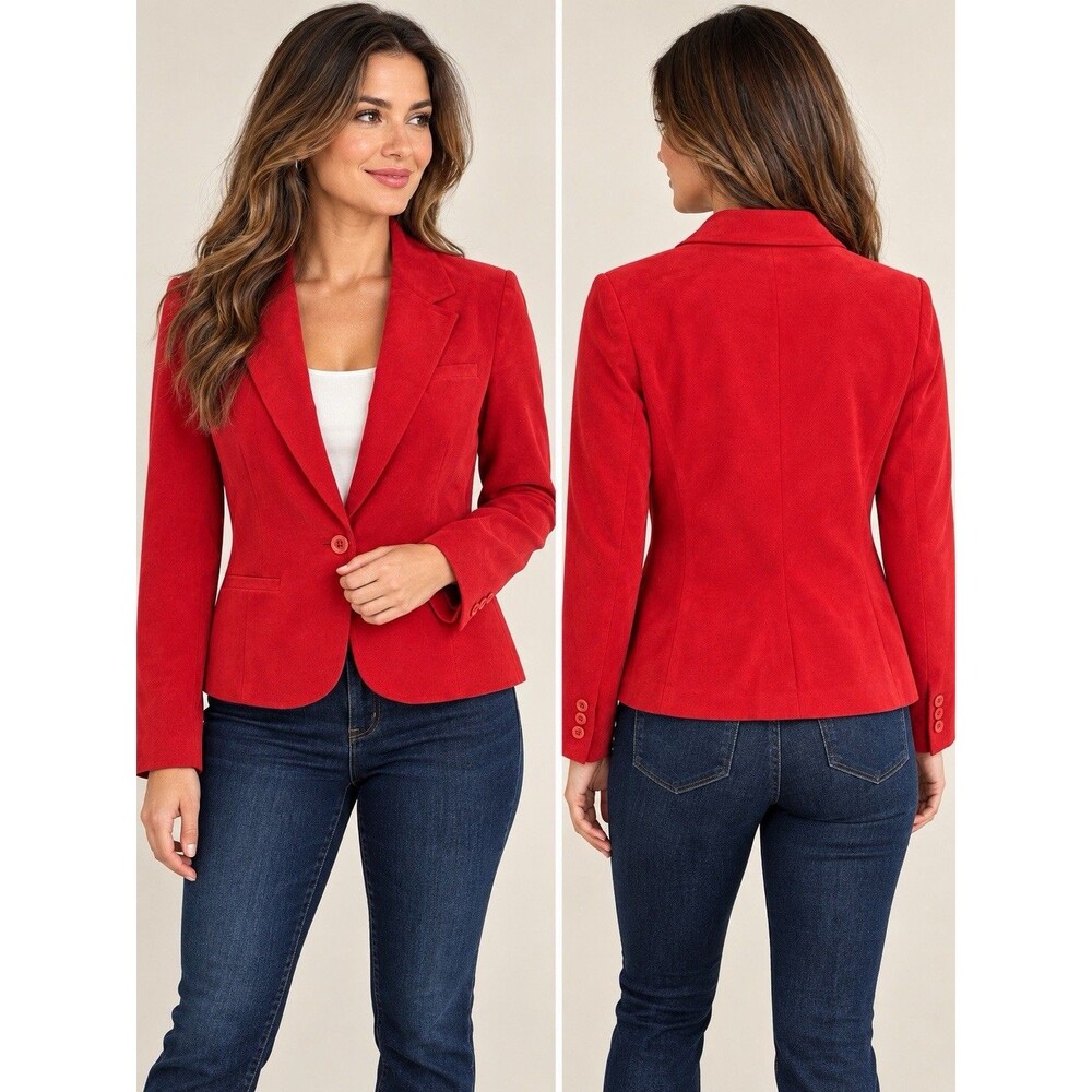 Ultrasuede Women’s Size 10 Red Faux Suede Blazer Jacket Single Button